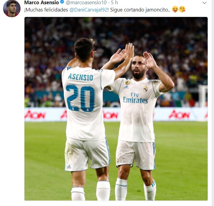 Las felicitaciones de la plantilla del Madrid a Carvajal