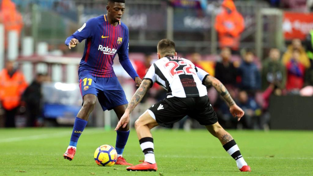Dembélé ante el Levante, uno de los dos partidos en los que fue titular.