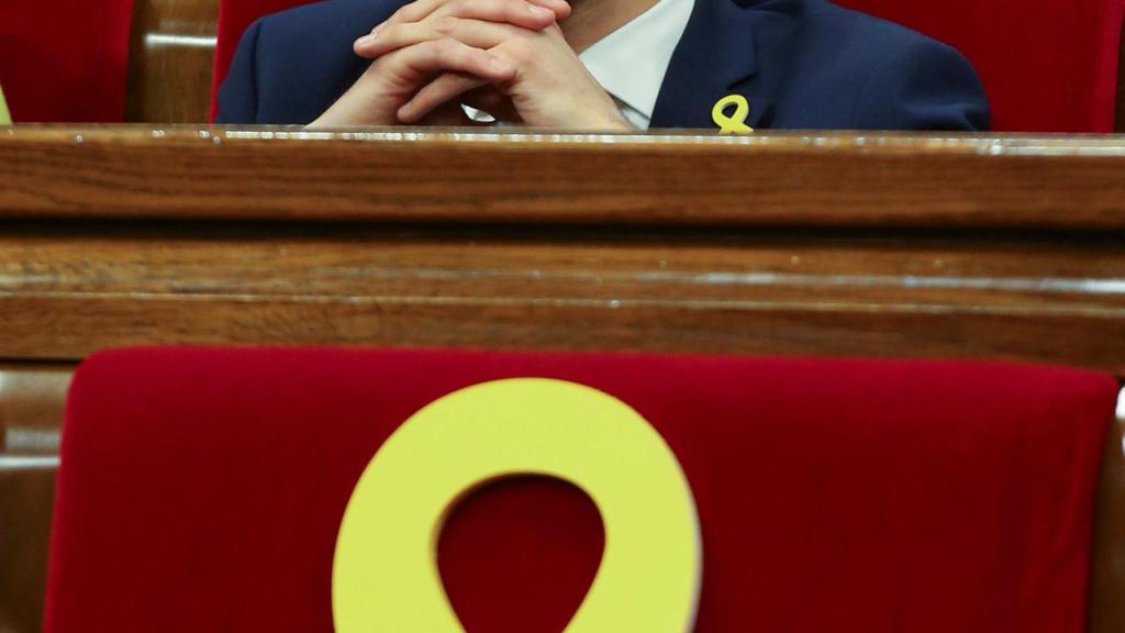Roger Torrent, durante la sesión del Parlament de Cataluña.