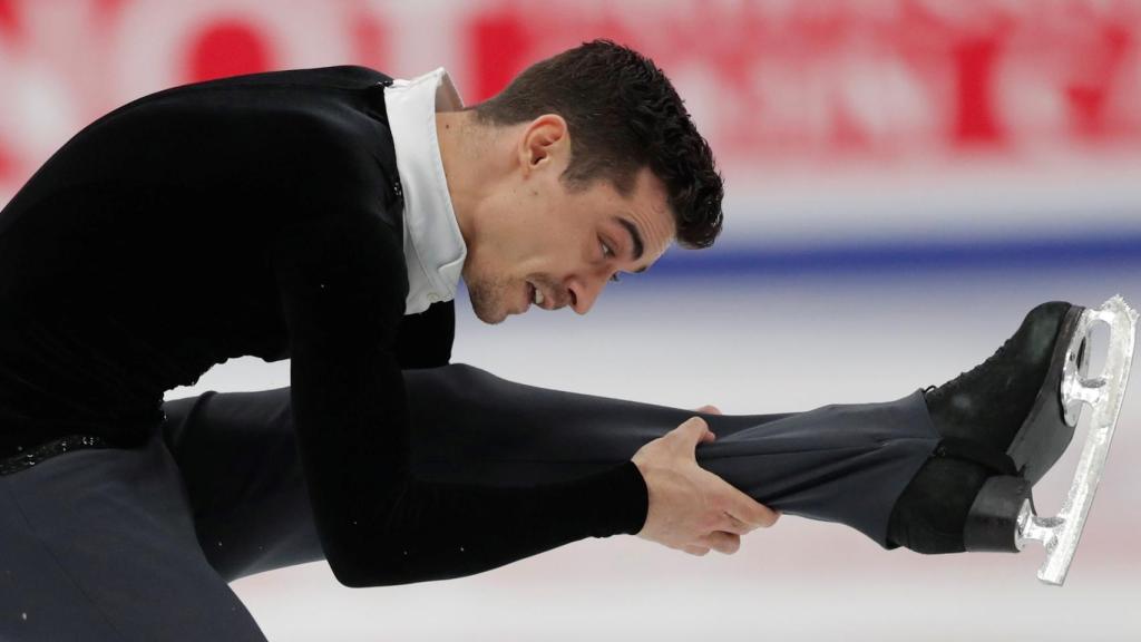 Javier Fernández, durante su ejercicio este miércoles en Moscú.