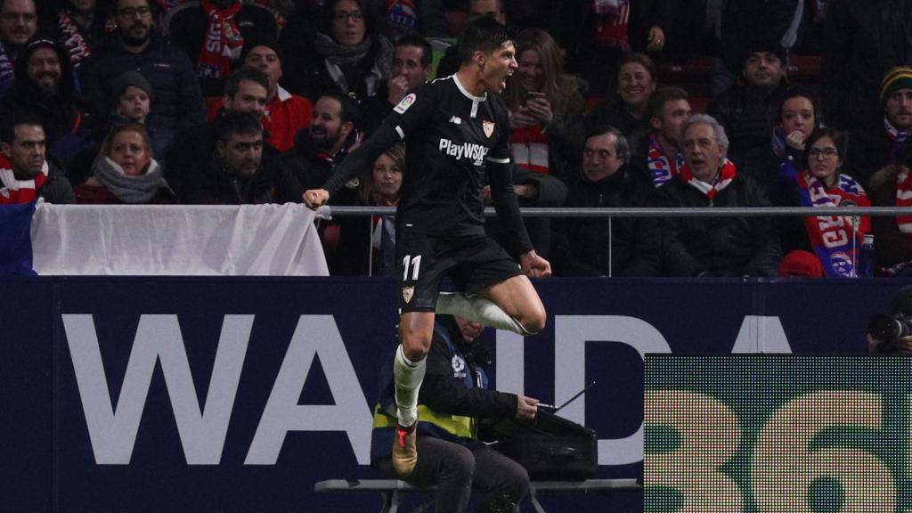 Joaquín Correa celebra su gol en el Wanda.