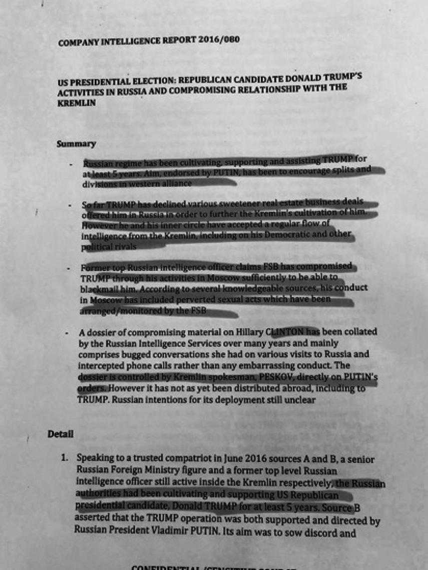 Un extracto del informe redactado por Steele.