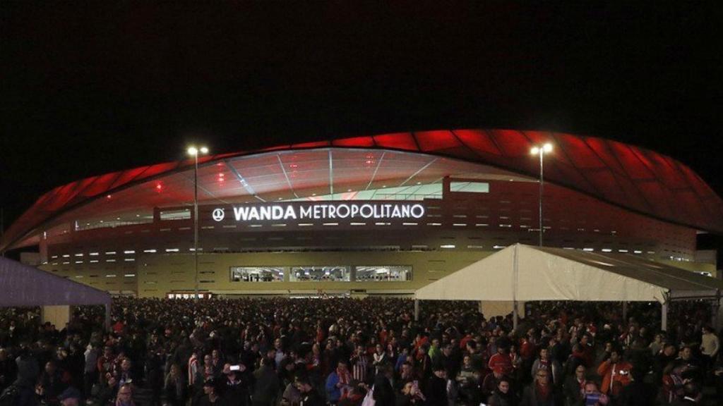 El Wanda se prepara para el derbi. Foto Twitter (@Atleti)