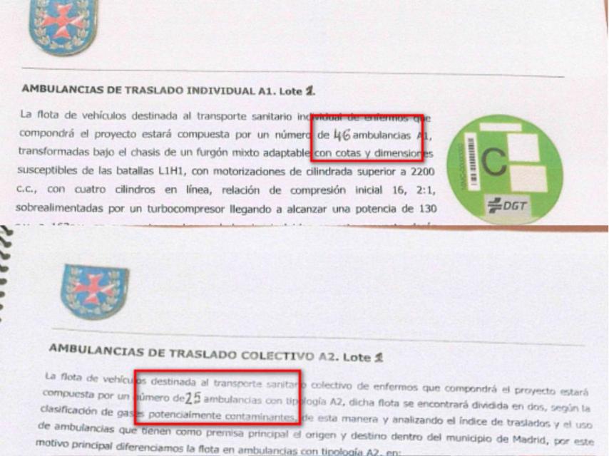 Dos de los documentos modificados a mano en la oferta del transporte programado.