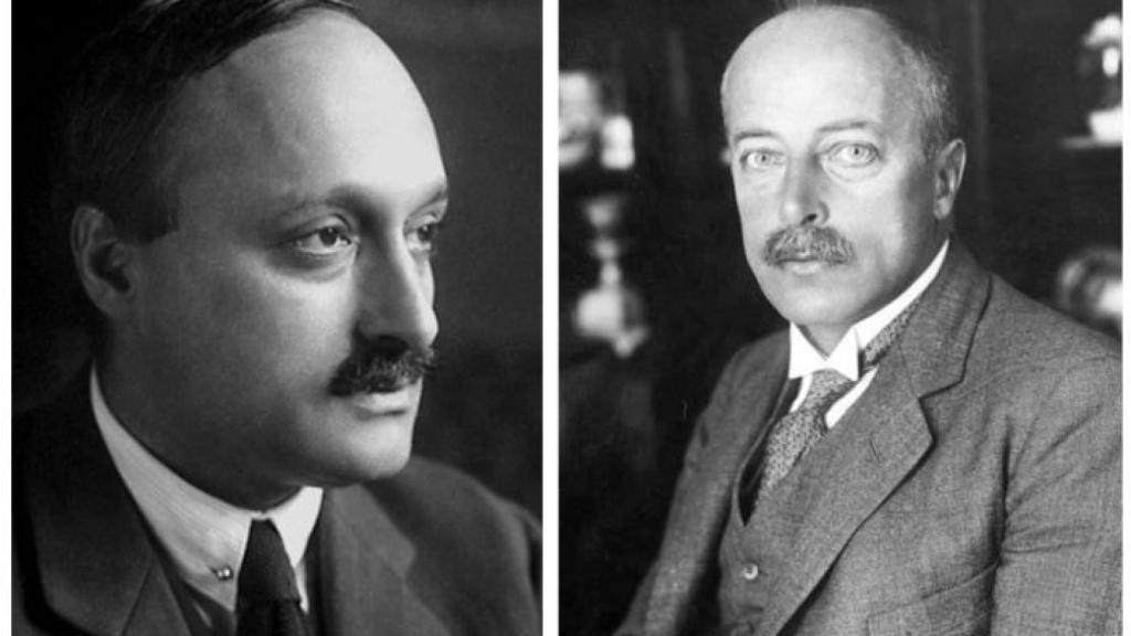 Los Premios Nobel James Frank y Max Von Laue.