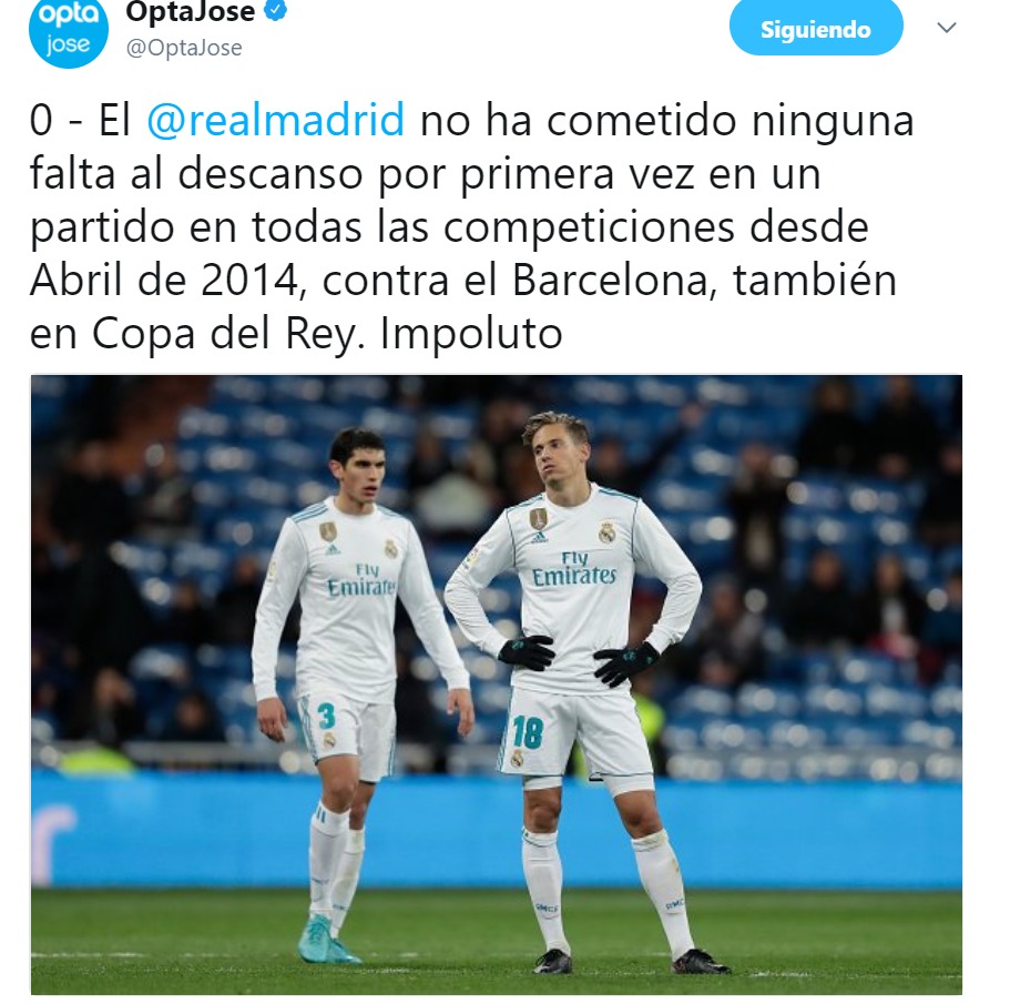La efectividad del Madrid: ninguna falta al descanso por primera vez desde 2014
