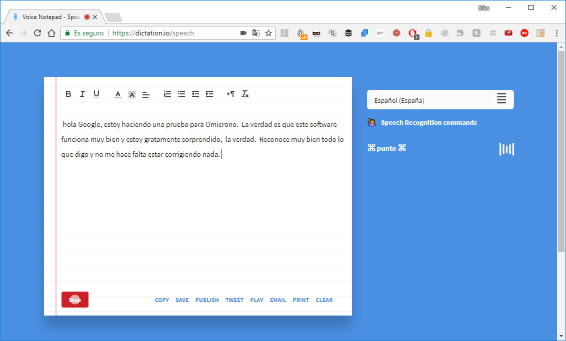 dictation google web dictador dictado