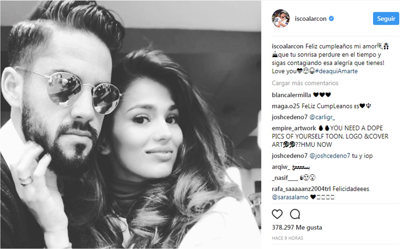 La felicitación de cumpleaños de Isco a Sara Sálamo