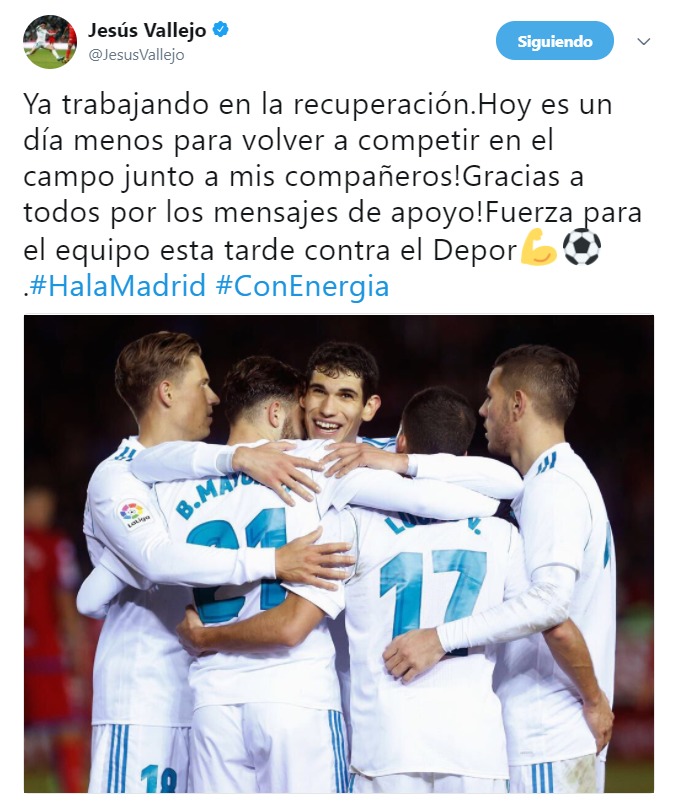 El mensaje de Vallejo tras su lesión