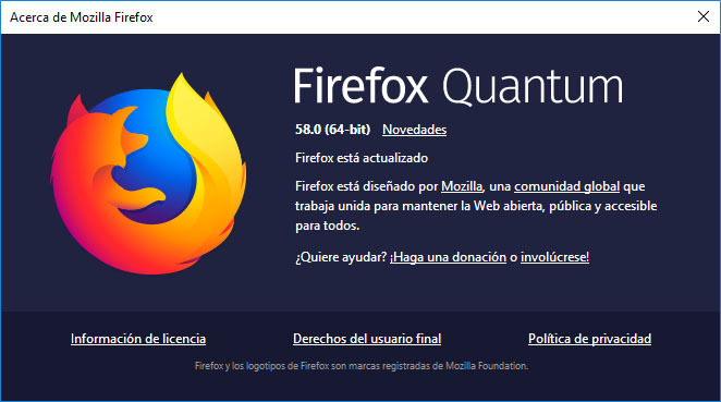 mozilla firefox quantumm 58