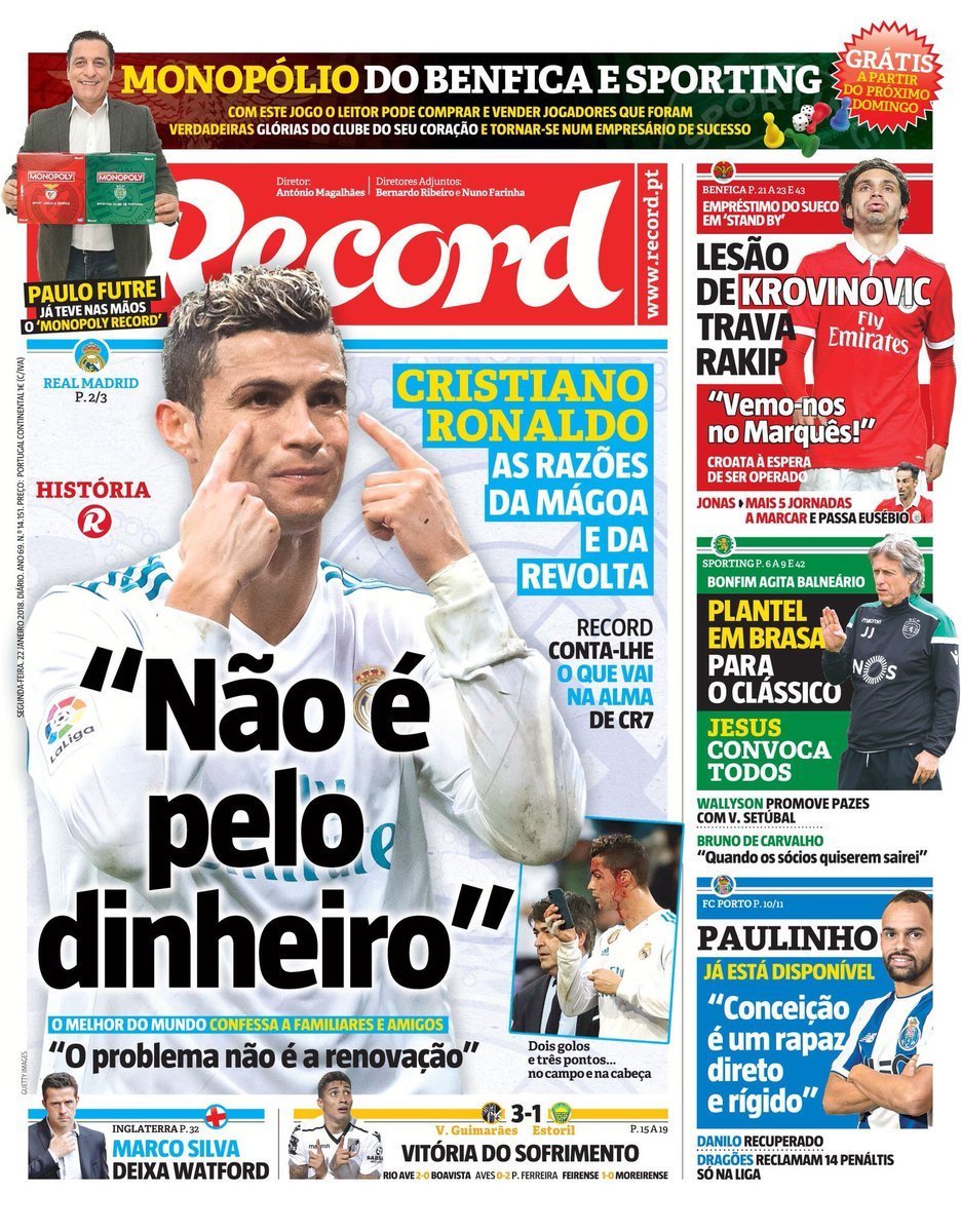 Record: La confesión de Cristiano a su entorno sobre su enfado