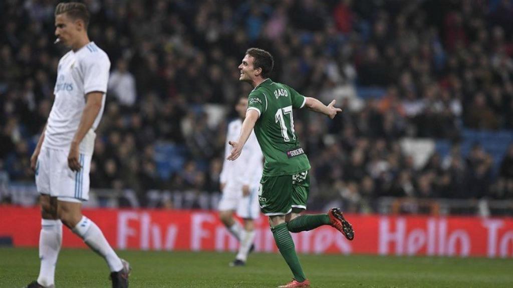 Eraso celebra un gol ante el Madrid. Foto Twitter (@CDLeganes)