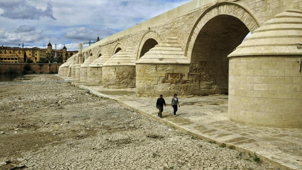 Cauce del Guadalquivir seco al paso de Córdoba.