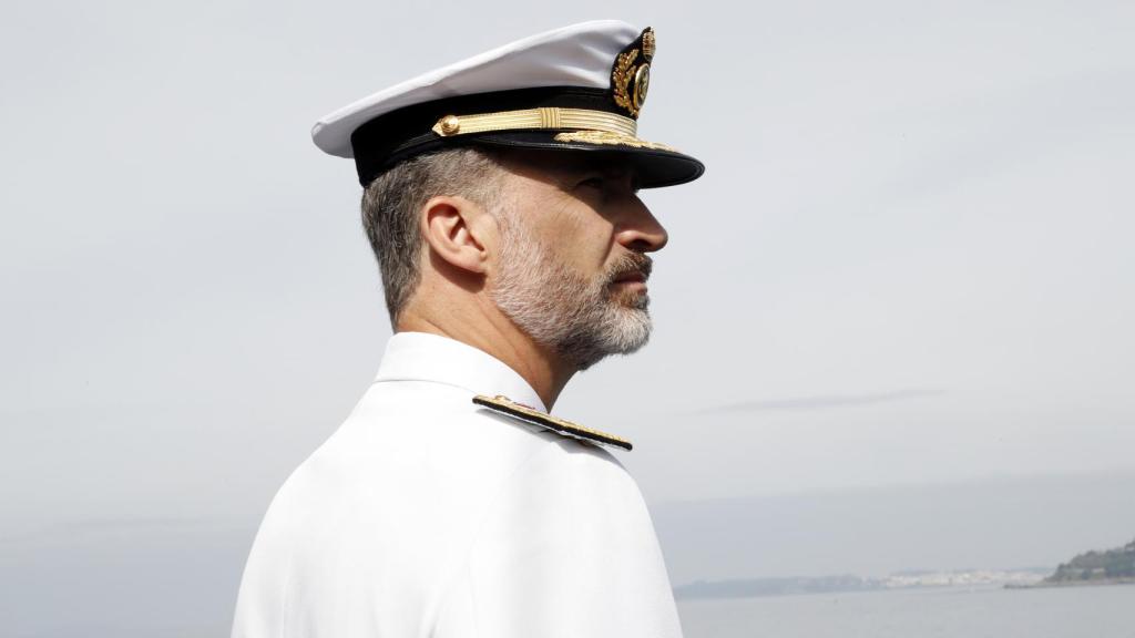 Una imagen de Felipe VI con el uniforme de la Armada en el acto conmemorativo del 300 aniversario de la creación de la Compañía de Guardias Marinas.