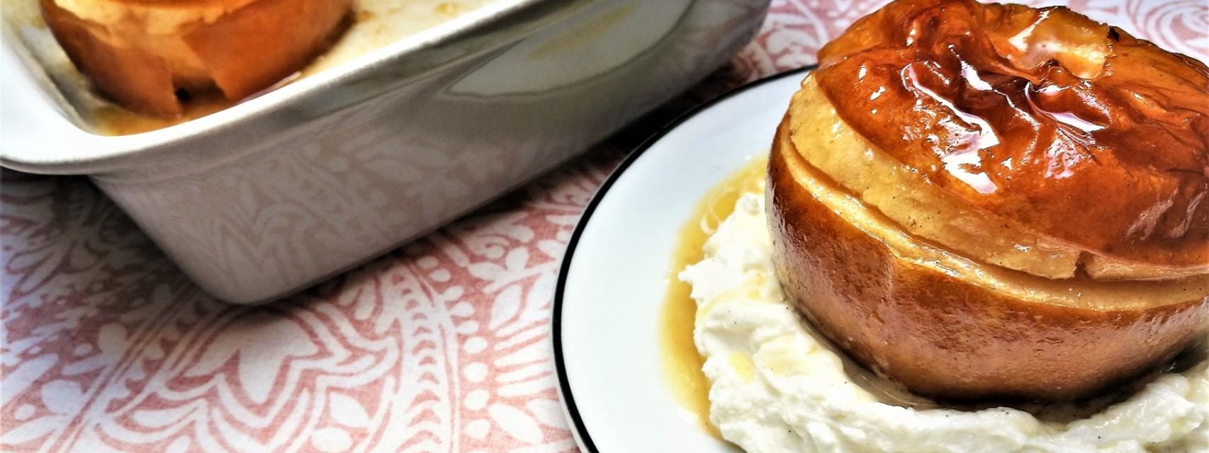 Manzanas asadas al ron con crema de mascarpone