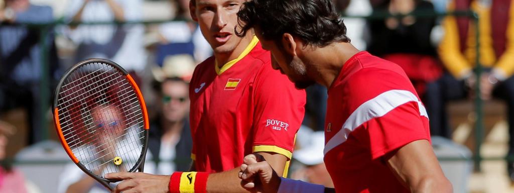 Pablo Carreño y Feliciano López durante la Copa Davis.
