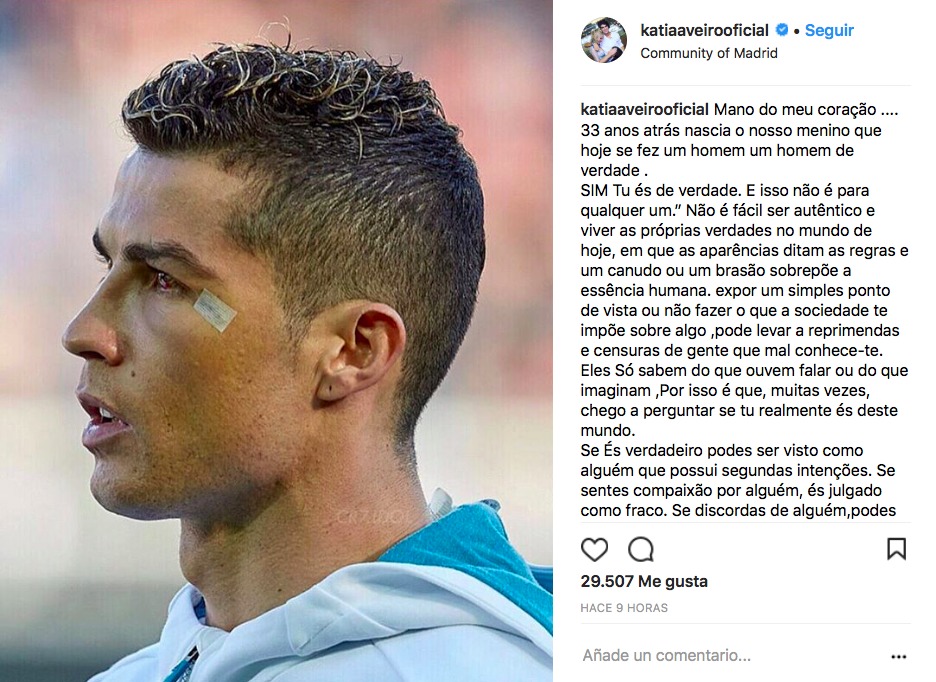 Katia Aveiro no se muerde la lengua en su felicitación a Cristiano
