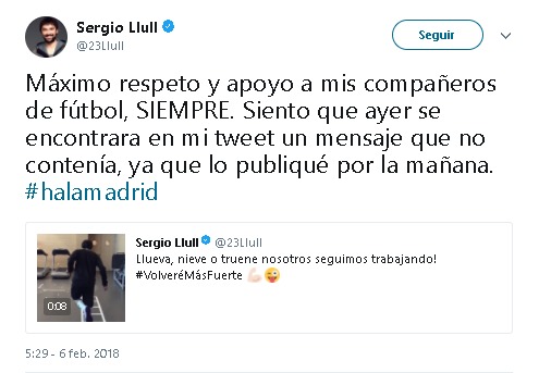 Llull sale en defensa del Real Madrid tras suspender su entrenamiento del lunes