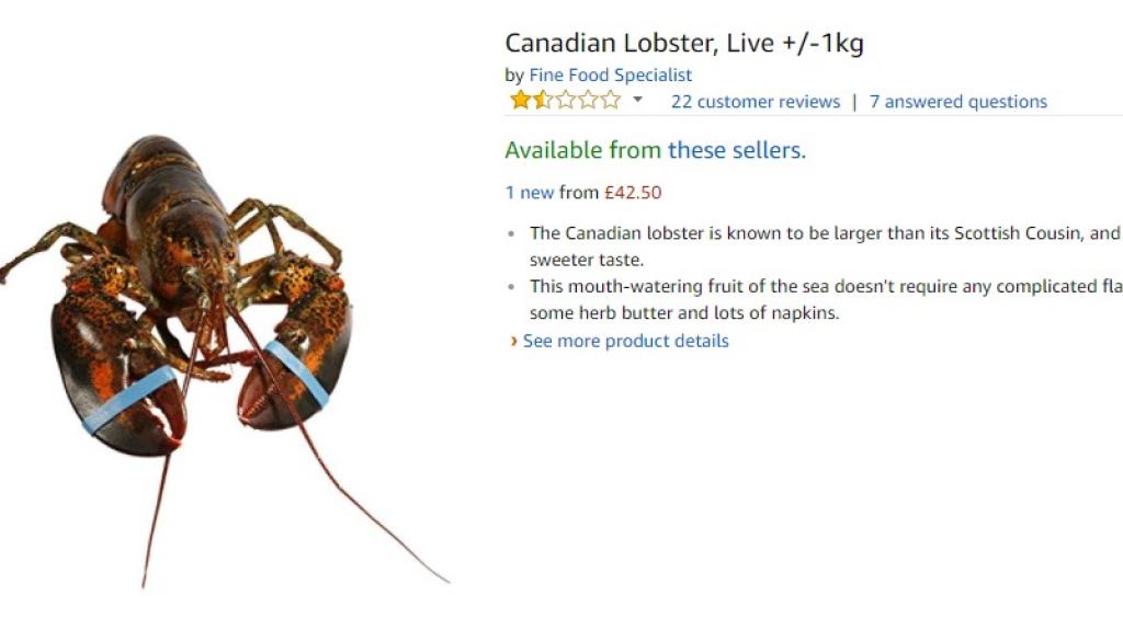 La langosta se envía viva desde Canadá.