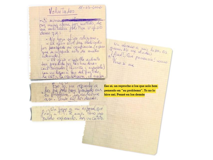 El documento Voluntades, escrito por Joxeba Pagazaurtundúa antes de ser asesinado.