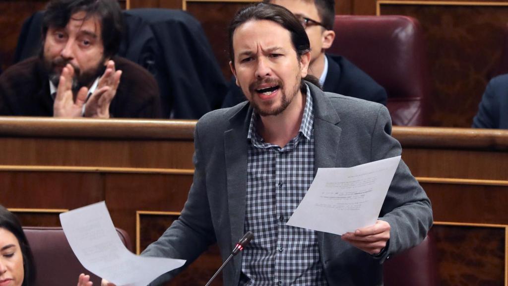 Pablo Iglesias durante la sesión de control.