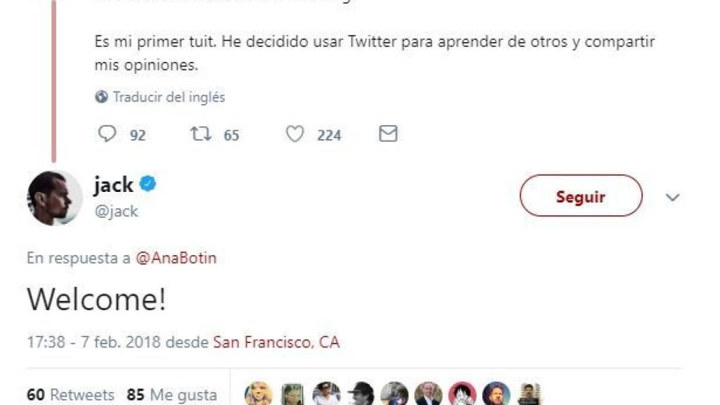 Jack Dorsey saluda a Botín.