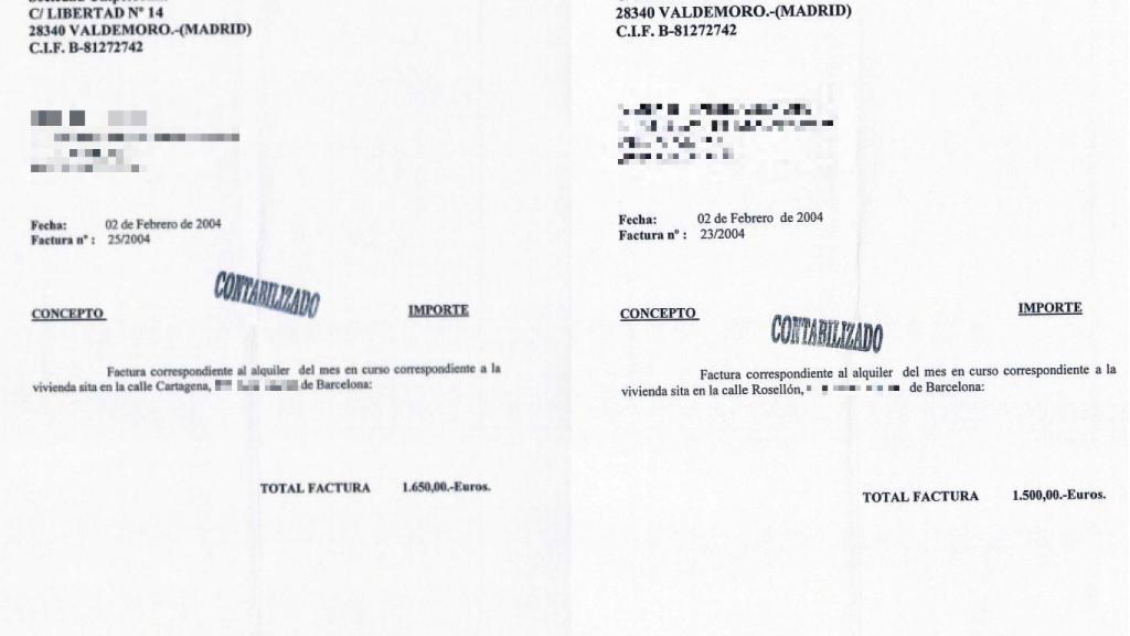 Facturas de alquiler de las dos facturas alquiladas en Barcelona.