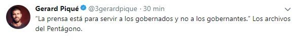 Piqué revoluciona Twitter con otra de sus citas políticas