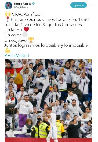 Llamamiento de Ramos a la afición para el partido ante el PSG