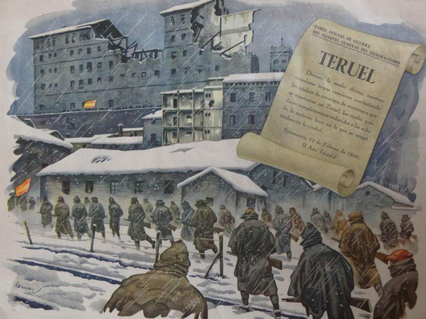 Propaganda franquista sobre la batalla de Teruel.