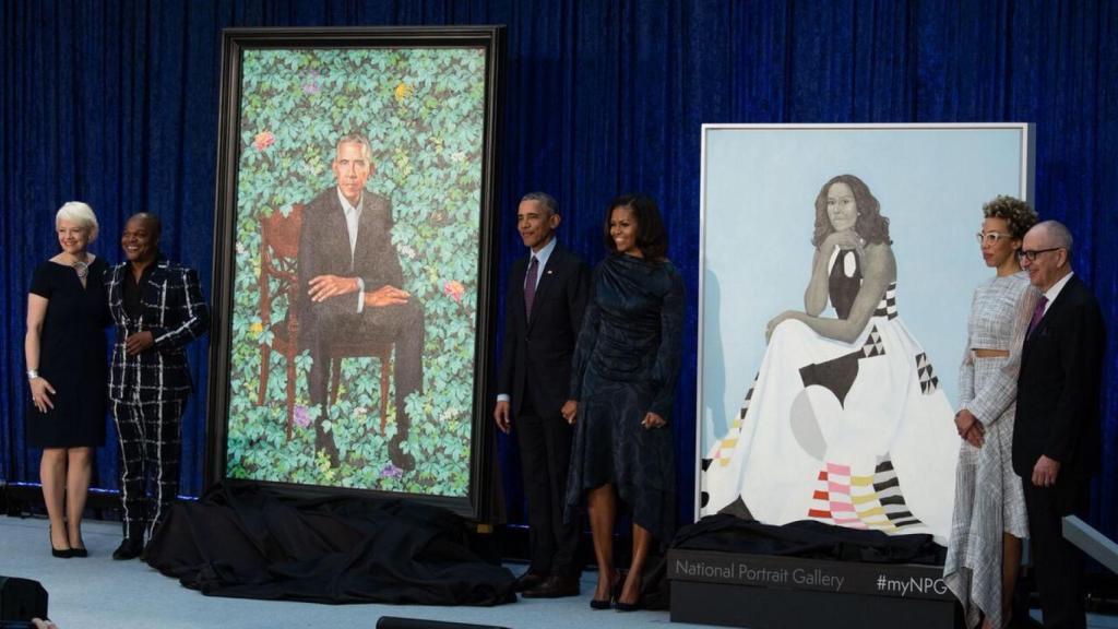 Artistas y retratados en el acto de presentación, en el Smithsonian.