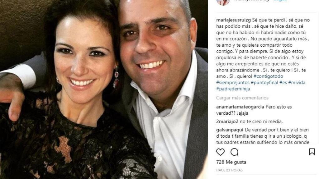 Captura de la foto de María Jesús Ruiz en la que declara su amor a Julio Ruz.