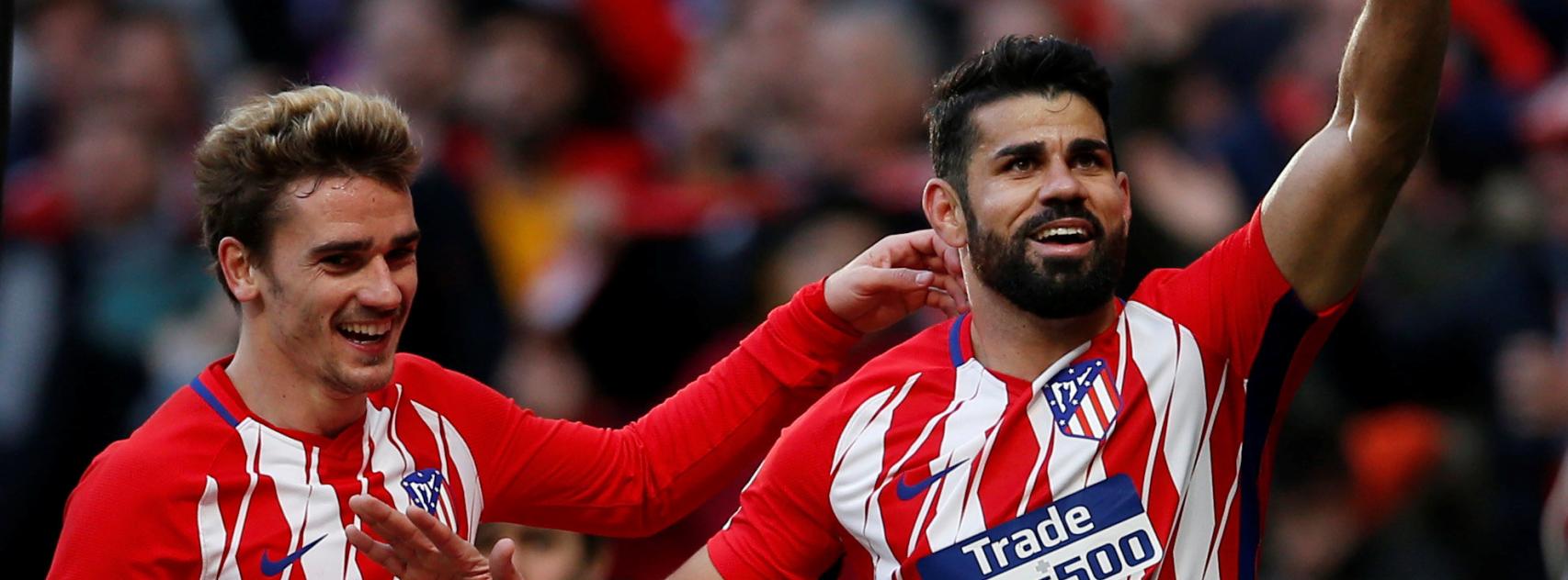 Diego Costa celebra su gol con Griezmann.
