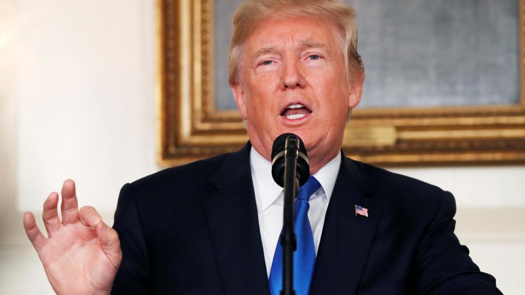 Trump durante un discurso en la Casa Blanca