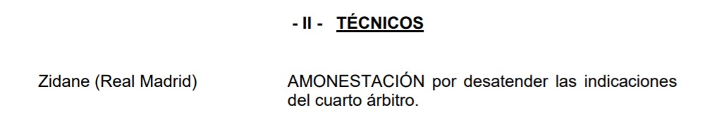 Competición amonesta a Zidane tras el partido ante el Betis