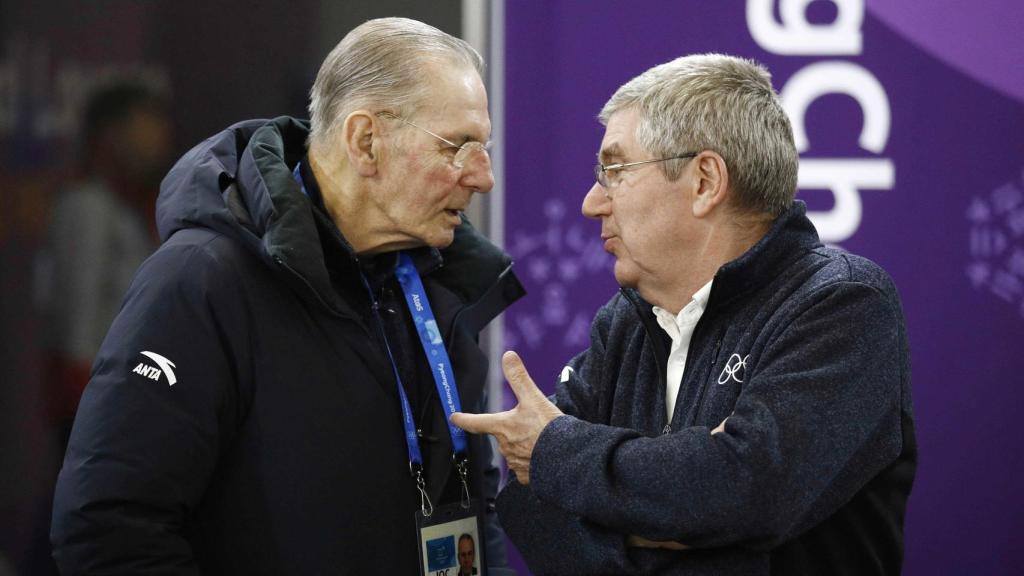 Jacques Rogge, expresidente del COI, junto a Thomas Bach, el actual mandatario.