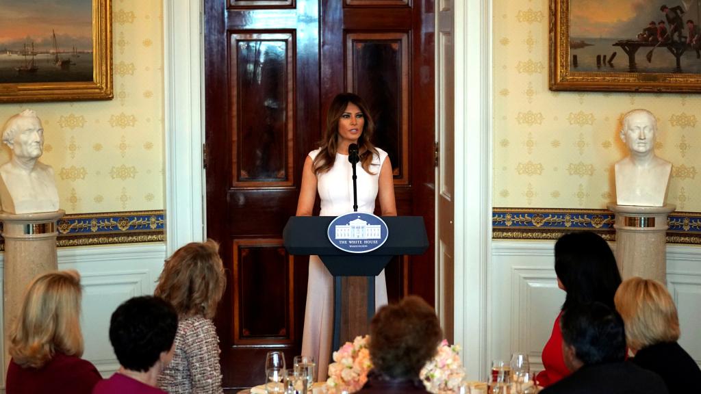 Melania Trump, durante el encuentro en la Casa Blanca.