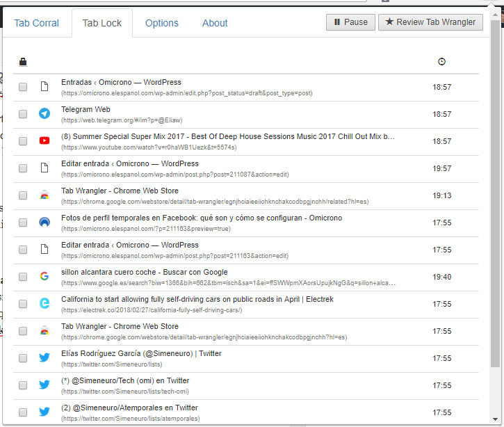 Tab Wrangler extension navegadores web