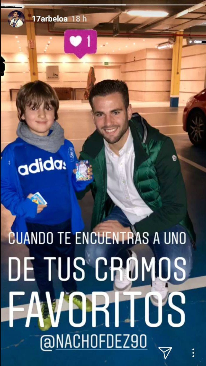 Nacho es el 'cromo' favorito de Raúl, el hijo de Arbeloa