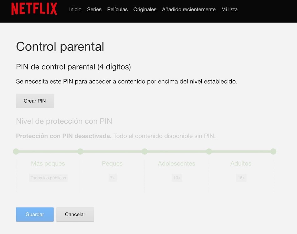 pin control parental netflix