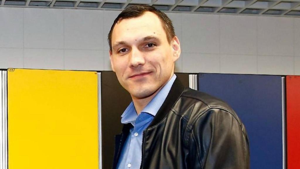 Maciulis en el vestuario del Madrid el día de su despedida