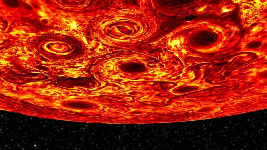 Imagen del polo sur de Júpiter.