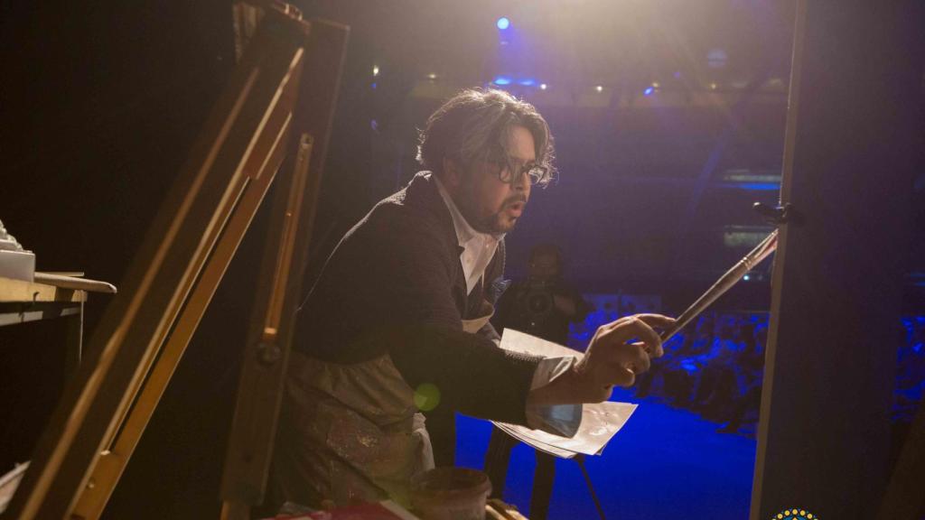 Diego Ramos terminando el cuadro de Iván Fandiño