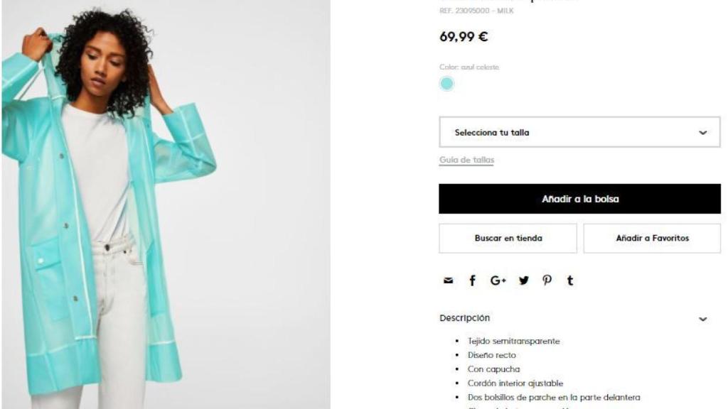 Parka semi-transparente de Mango.