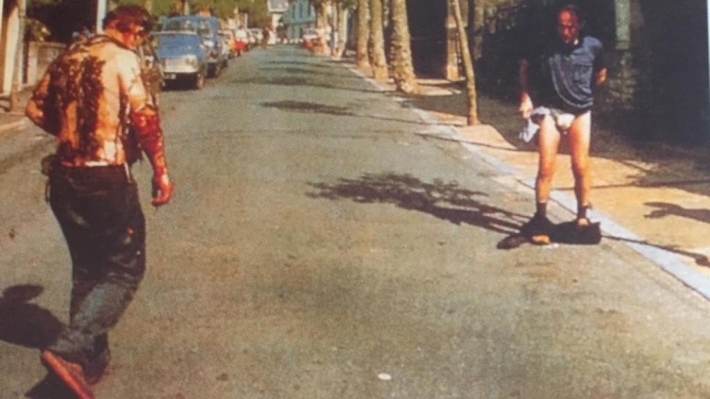 Imágenes del atentado en el que reventó Tomás Pérez Revilla (derecha), presunto asesino de los tres gallegos