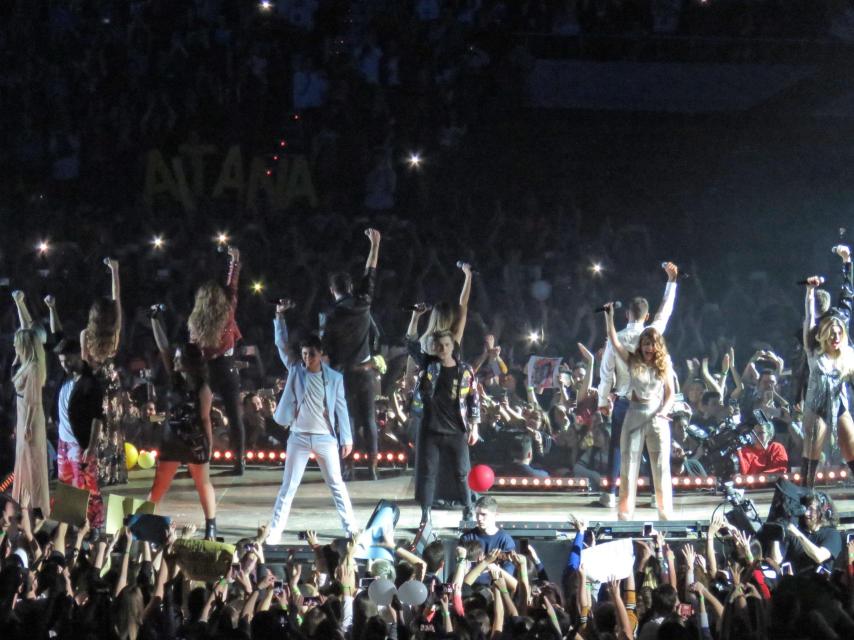 Los concursantes sobre el escenario de Sant Jordi. GTRES.