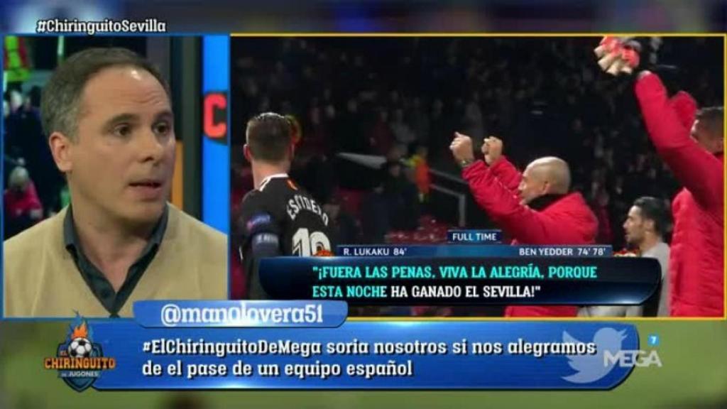 Manu Sainz, en El Chiringuito. Foto: Twitter (@elchiringuitotv)