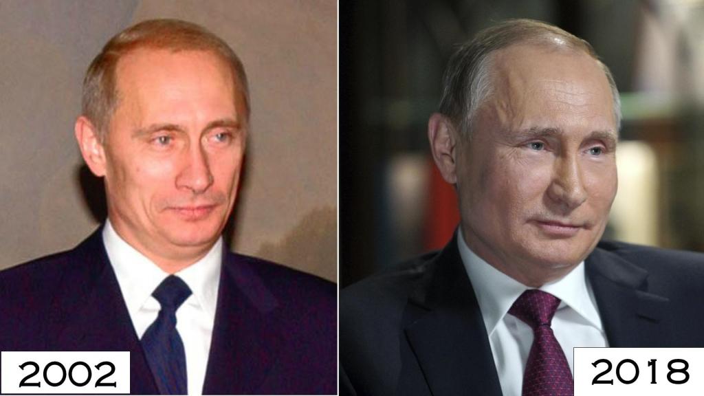 Una imagen del antes y el después de Vladimir Putin.