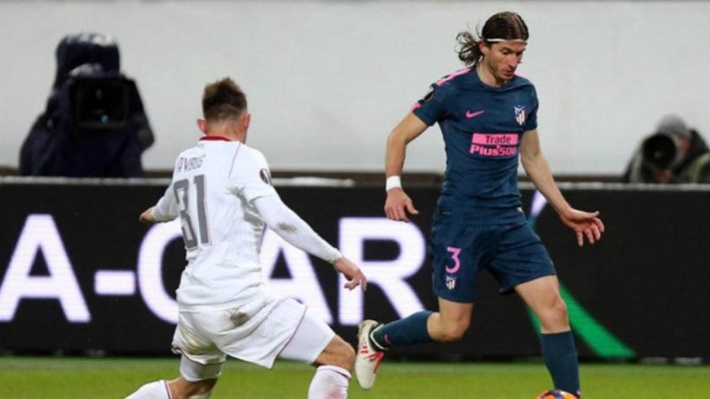 Filipe Luis, en un partido con el Atlético de Madrid. Foto: atleticodemadrid.com