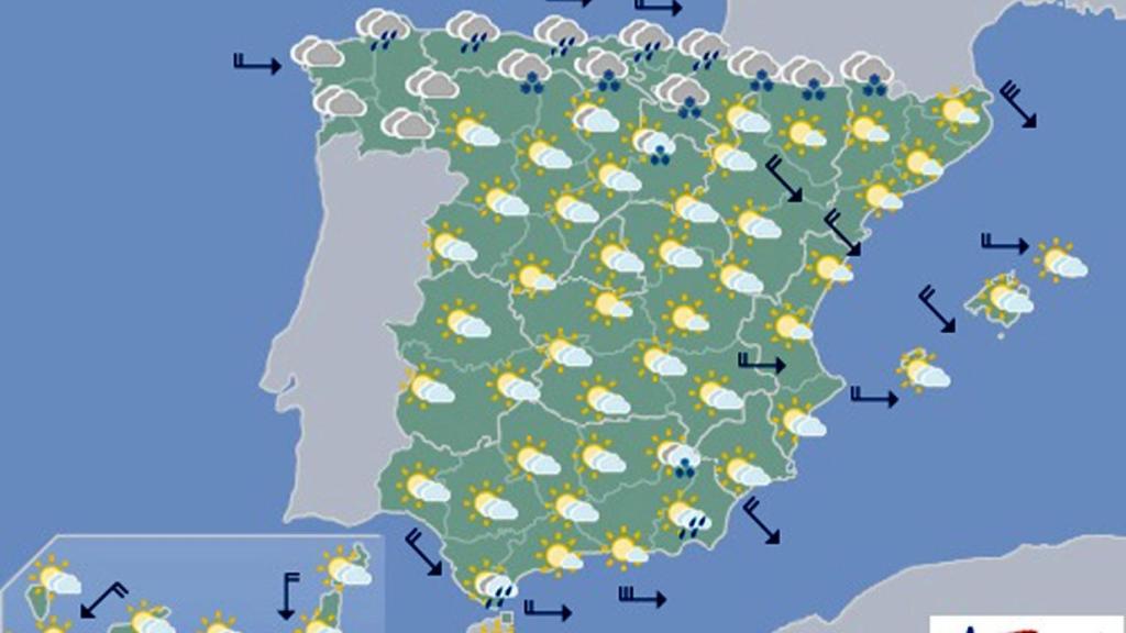 Previsión del tiempo para la este sábado